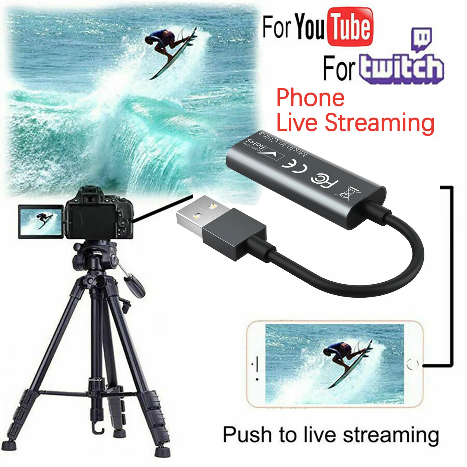 HDMI-USB 2 0 Карта видеозахвата 1080P HD-рекордер Адаптер для игр/видео прямой трансляции