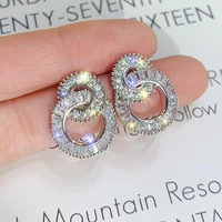 huitan dazzling crystal zircon shape 8 women stud earring fashion jewelry wedding party office lady versatile earrings hot sale
