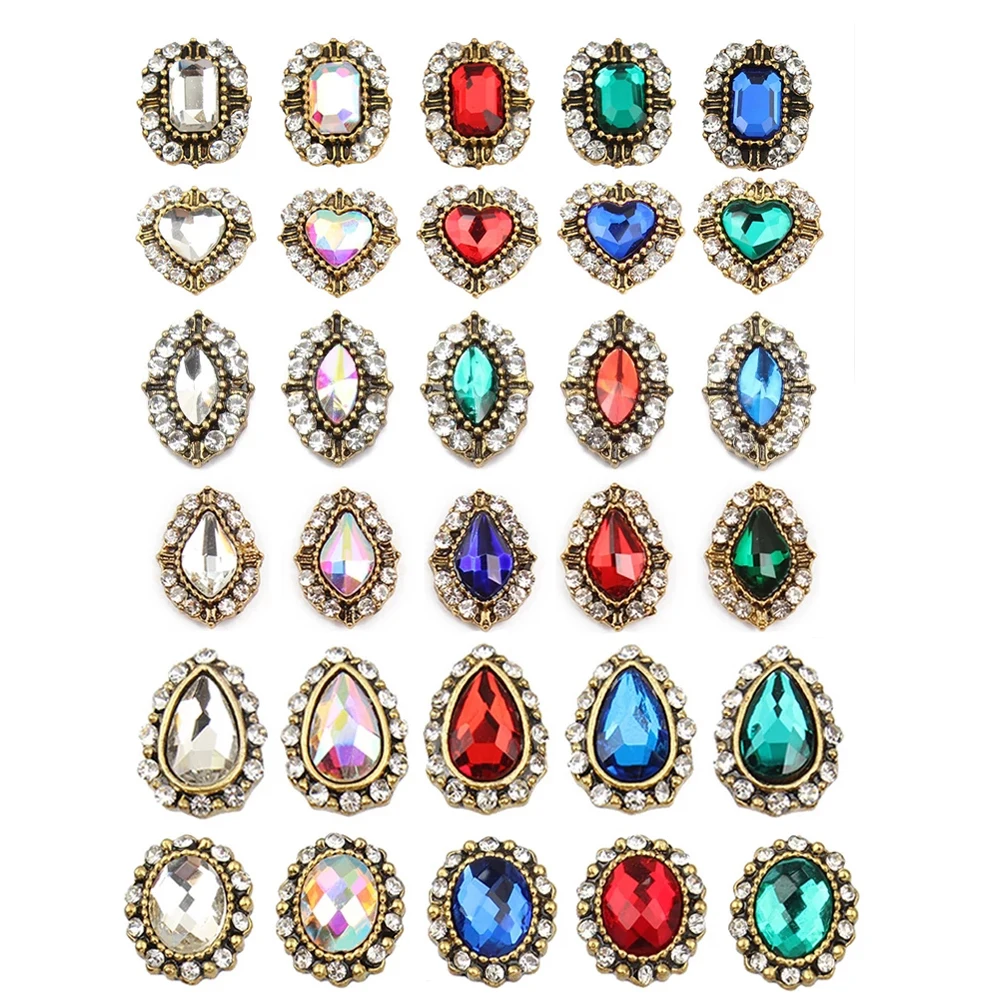 10 шт./лот Подвеска для ногтей из сплава в стиле ретро кристалл бриллианты камень