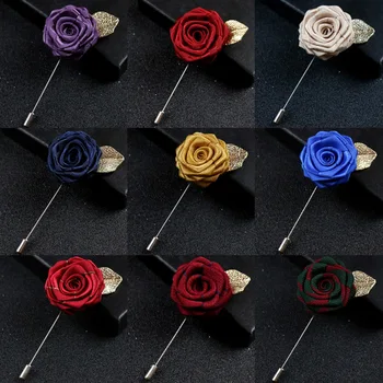 Retro Rose Flower Brooch For Men Suit Lapel Pin Coat Stick Breastpin Boutonniere Men's Suit Dressup Accessory Fashion Gift