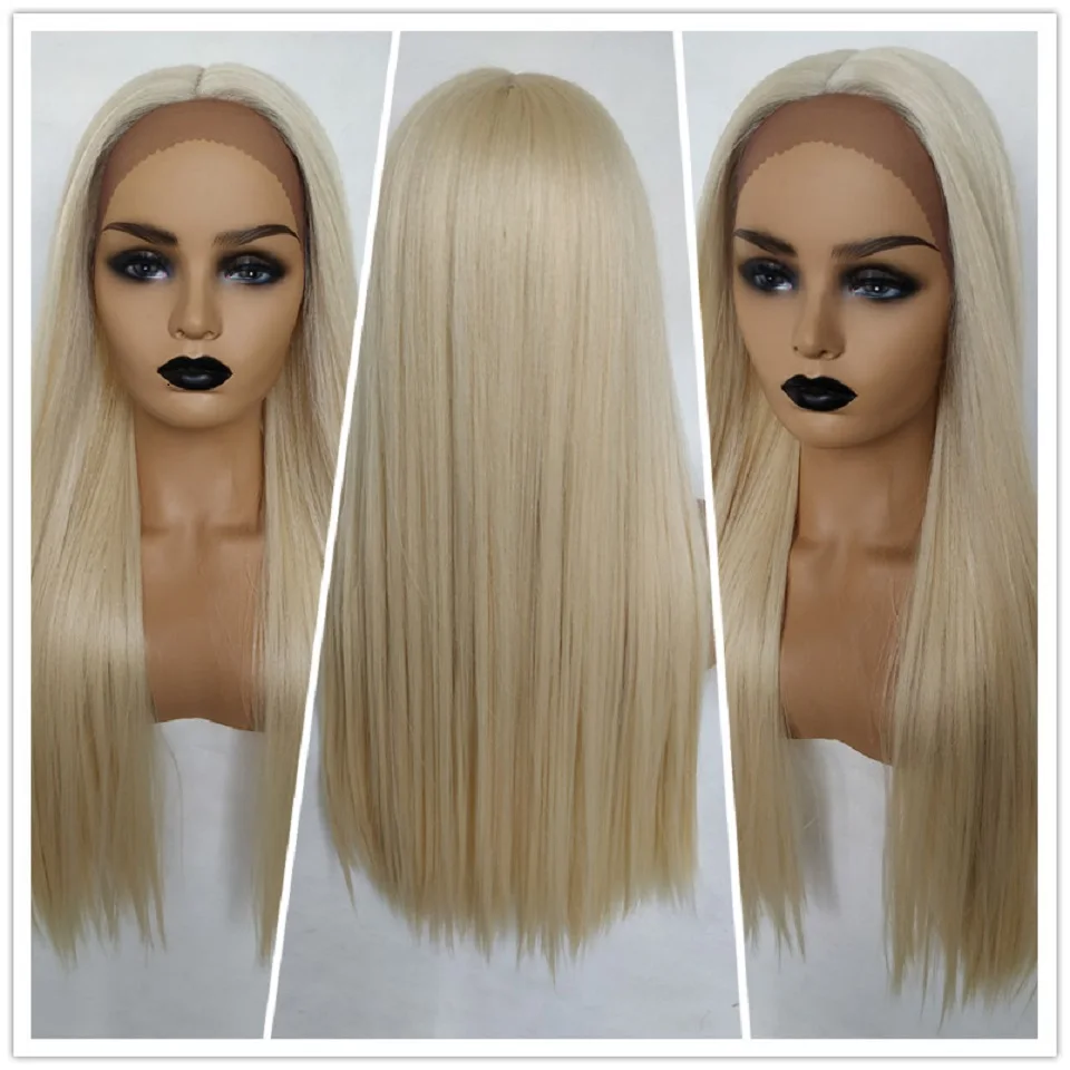 EASIHAIR длинные шелковистые прямые коричневые светлые кружевные передние парики с детскими волосами высокая плотность термостойкие синтетические парики для женщин