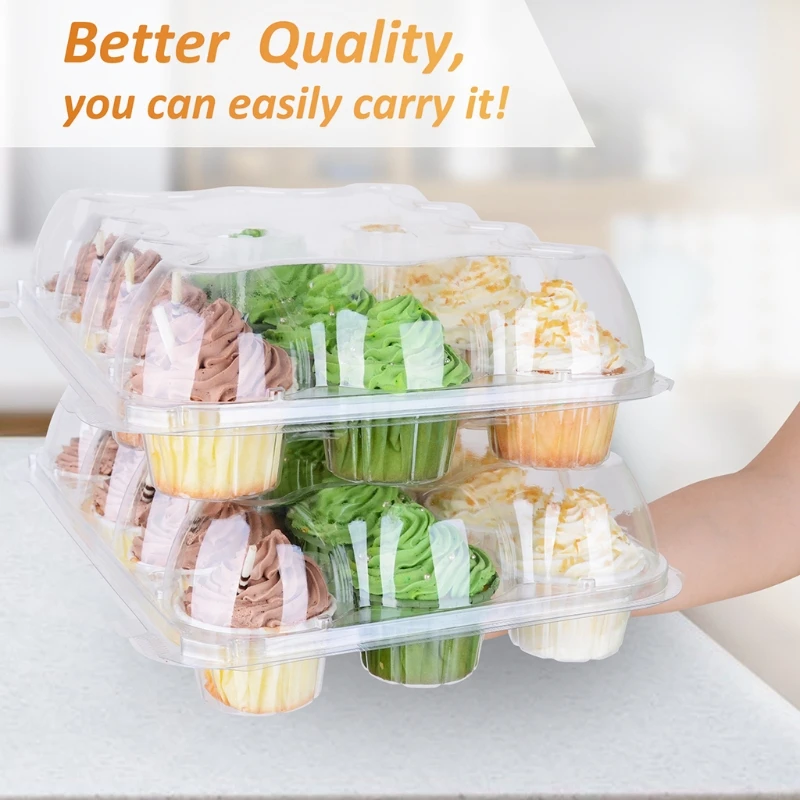 

8pcs 12 Holes Cupcake Packaging Box Transparent Mini Cake Storage Muffin Biscuit E8BD