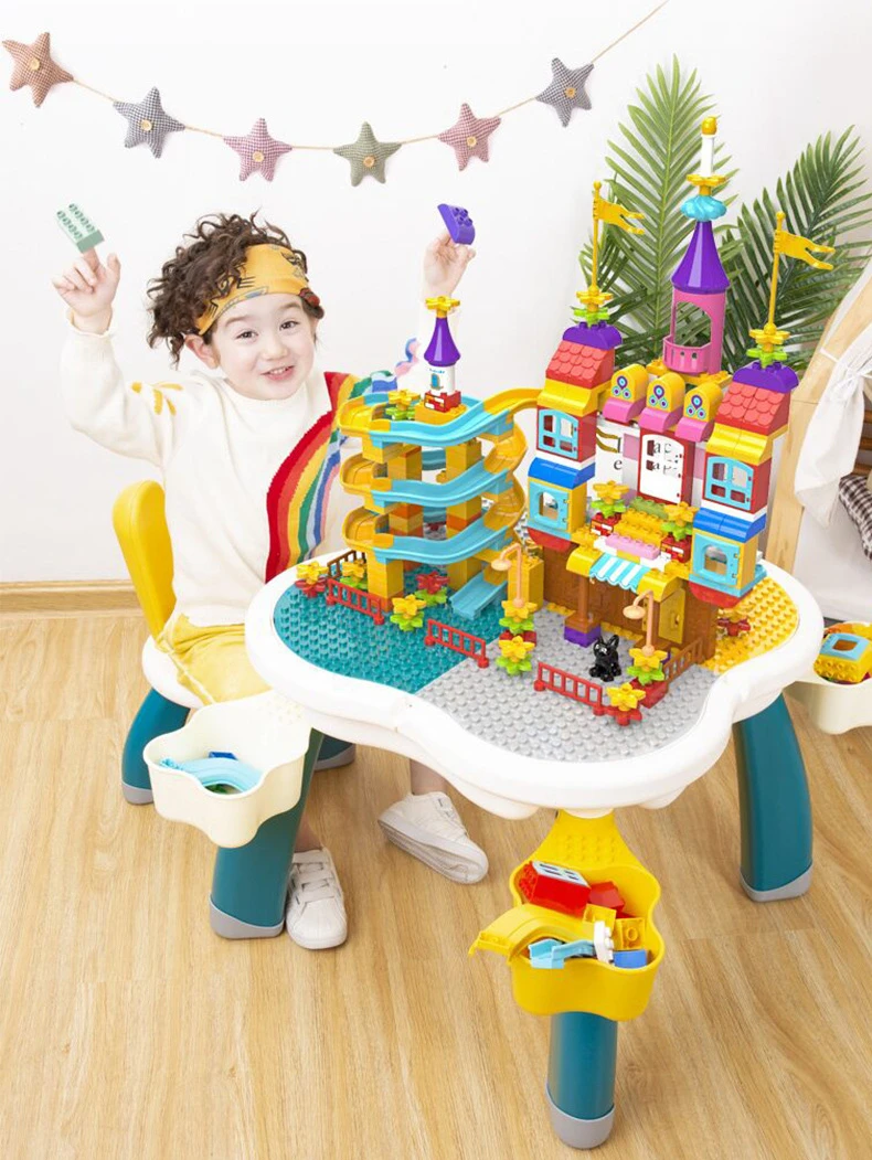 Большой размер многофункциональные детские строительные блоки столы игра