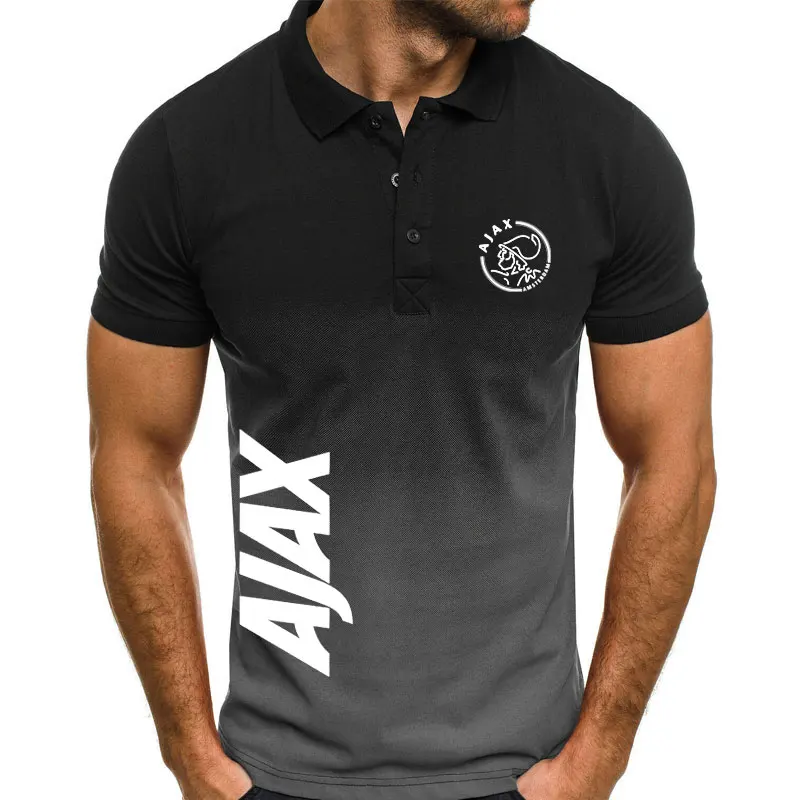 Мужская футболка с коротким рукавом и отложным воротником в стиле хип-хоп |