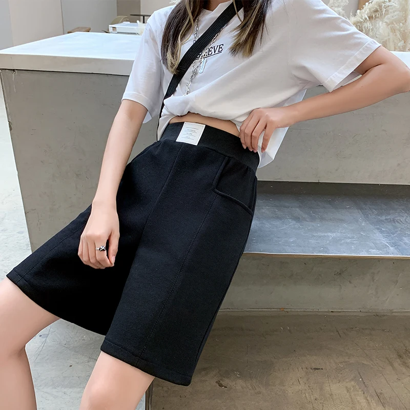 

Summer Half Pants Women's Loose pantalons capris Gray Trouses High Waist Wide Leg Sportpants Korean Girls Plus Size shortpants