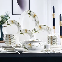 jingdezhen ceramic tableware 56 rice bowl tableware set lily love bowl plate ceramic tableware gift wholesale
