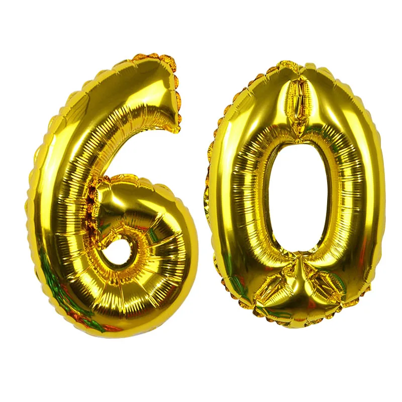 gold 60 balloon 32 дюймов 5 цветов воздушный шар баннер 18 21 30 40 50 60 день рождения украшение для взрослых день рождения письмо номер Фольга Воздушный шар Globos мяч - Цвет: gold 60 balloon
