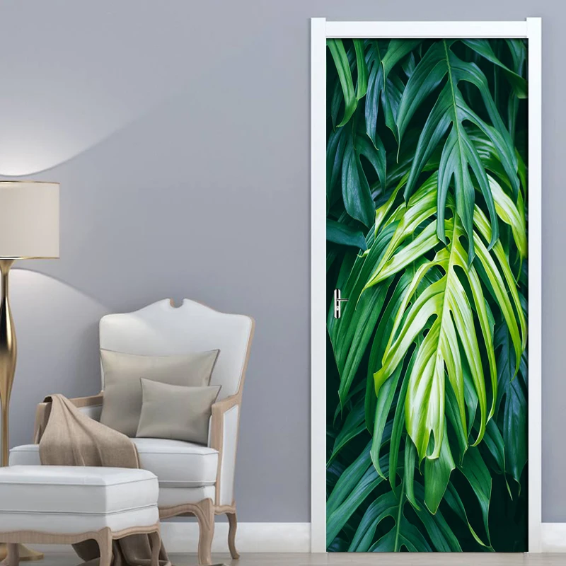 Самоклеящаяся Водонепроницаемая наклейка на дверь из ПВХ 3D зеленый банановый