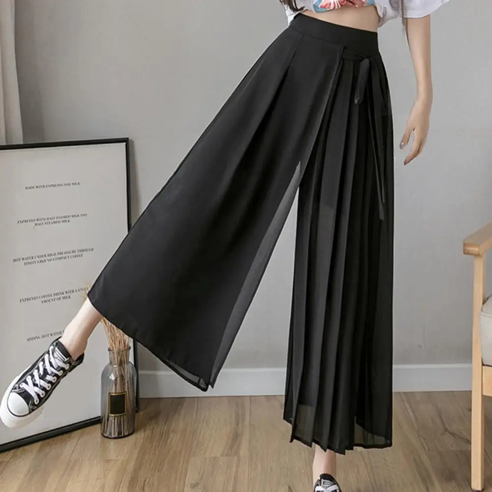 Женские шифоновые плиссированные брюки hakama повседневные большого размера с
