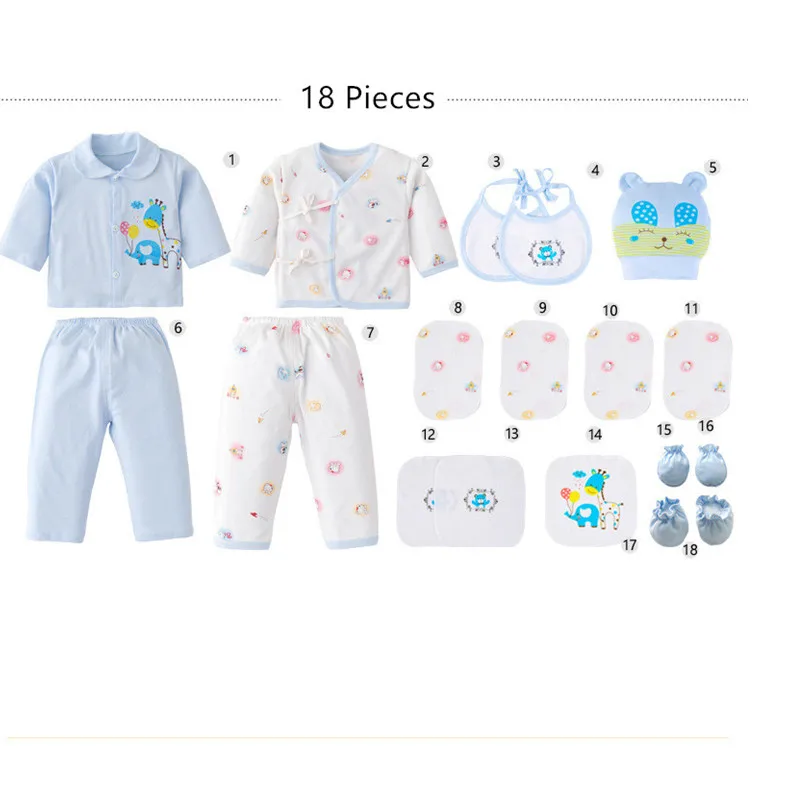 Подарок для новорожденных комплект одежды из 18 предметов костюм младенцев 100%