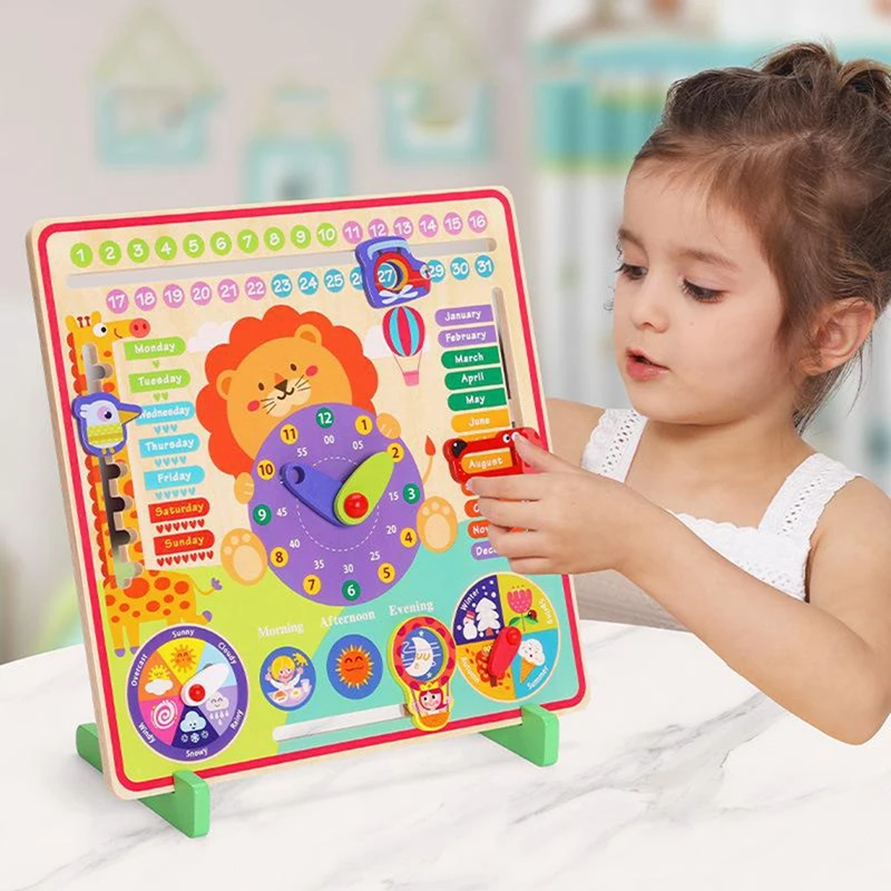 

Детские Погодный календарь часы деревянные игрушки время познания дошкольно образовательная учебных пособий игрушки для детей