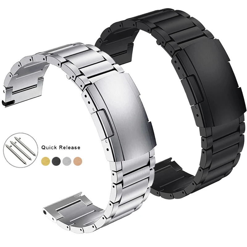 

18mm 20mm 22mm 24mm Luxury stainless steel watch band for seiko for samsung galaxy watch 4 46mm strap gear S3 for huawei GT2