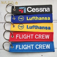 5pcs flight crew lufthansa keychain new fashion trinket phone strap black embroidery cessna key chain for aviation gift key ring