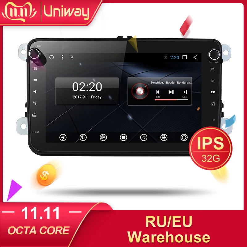 Uniway " 2 din android 8,1 автомобильный dvd для vw passat b6 b7 golf 5 6 tiguan polo octavia rapid fabia мультимедийный навигационный плеер