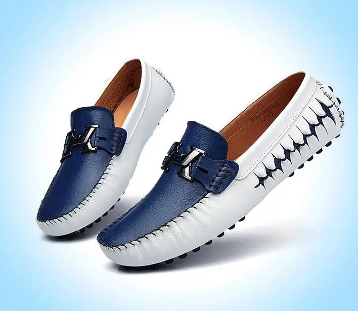 

men loafers genuine leather casual shoes slip on mens boat shoes italian designer driving shoes moccasins blue black flats