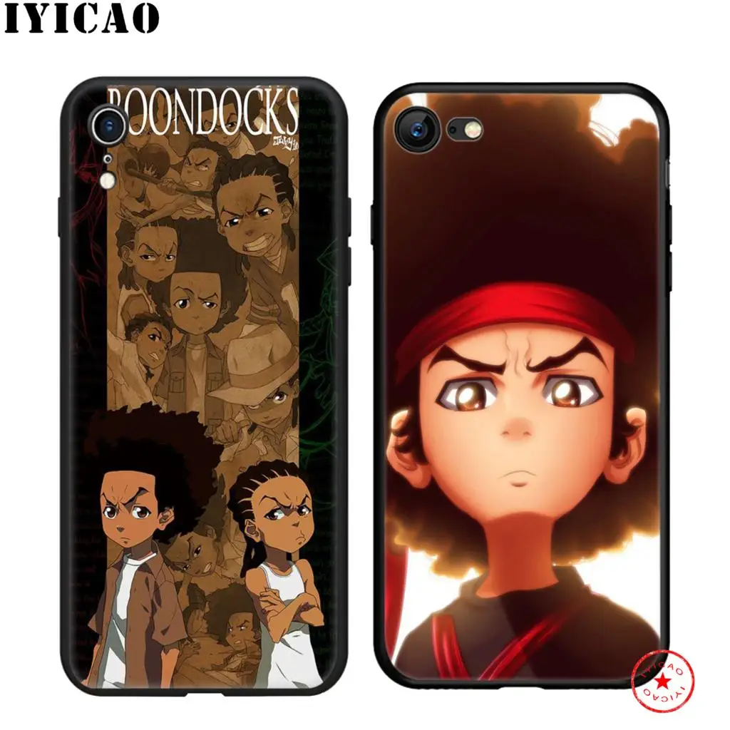 Силиконовый чехол IYICAO Huey Freeman BOONDOCKS мягкий черный для iPhone 11 Pro Xr Xs Max X или 10 8 7 6 6S Plus 5