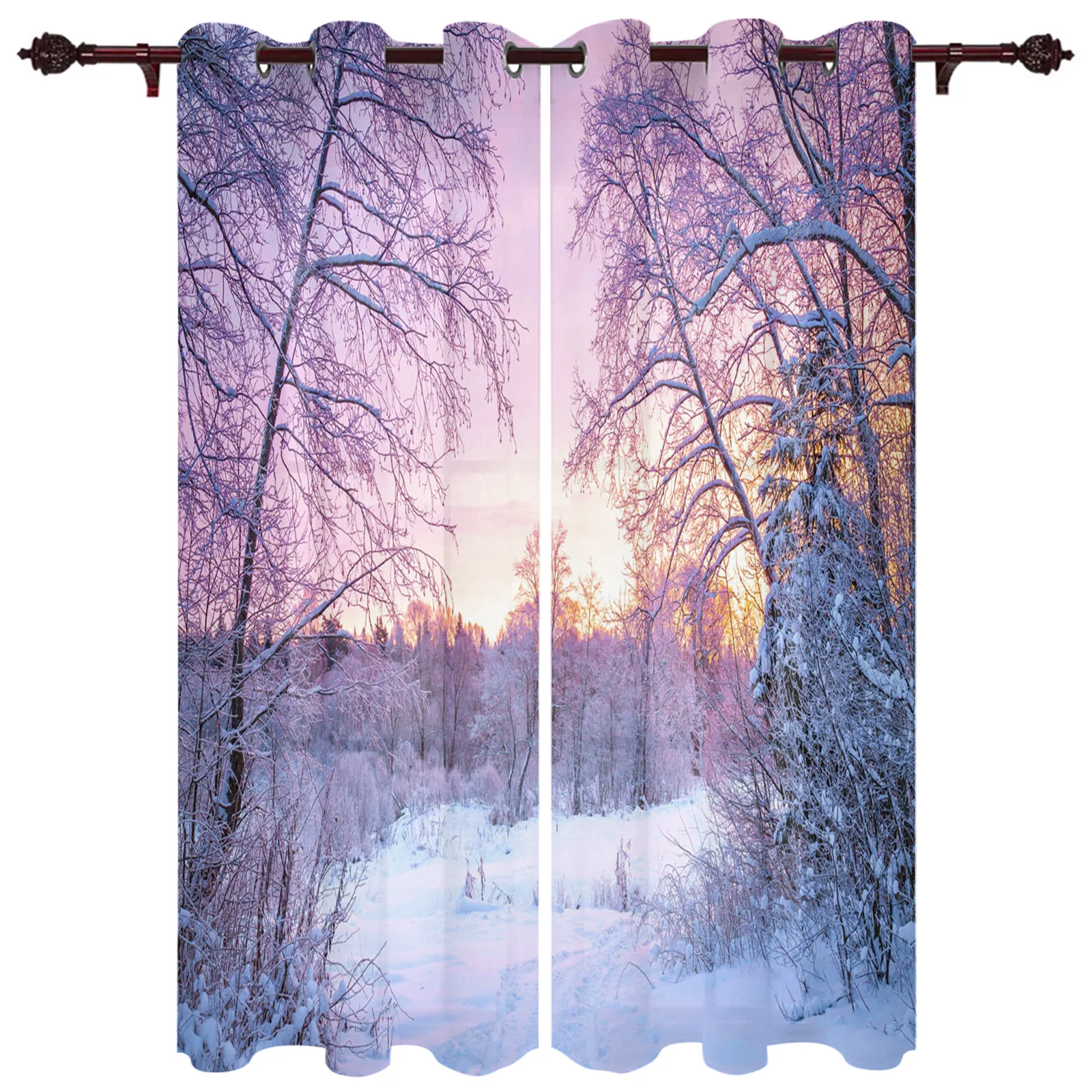 

Лесные березовые деревья, снежные солнцезащитные шторы для гостиной, спальни, Роскошный домашний декор, занавески для кухни