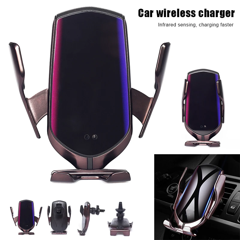 

New Smart Automatic Infrared Sensor Car Phone Holder Clamping Air Vent Fast Charging Wireless Chargers Mobile Phone Bracket