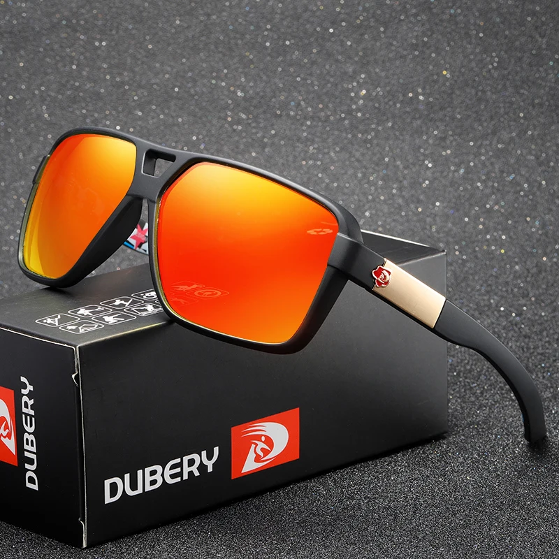 

Dubery Trendy Polarized Sunglasses for Men Women Fashion Luxurys Square Sun Glasses Brand High Quality Red Lenses Trending 2020
