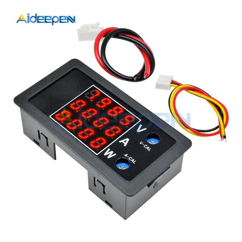 DC 0-100V 0-10A 1000W 0,2" светодиодный цифровой вольтметр Амперметр ваттметр 4-разрядный Напряжение прибор для измерения тока Мощность монитор Счетчик с проводом