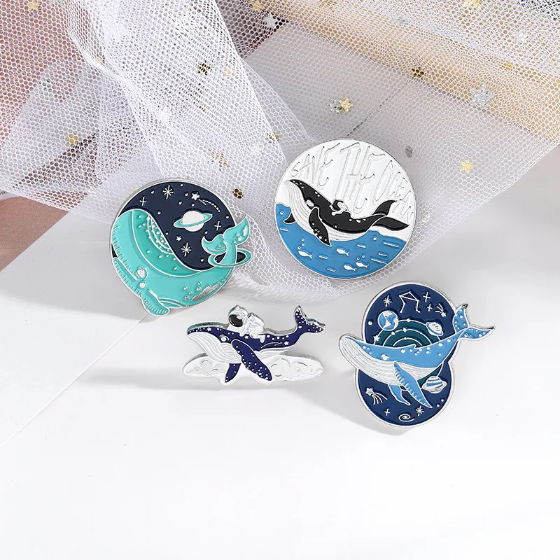 Save the Ocean Enamel Custom Pin Adventure Space Astronaut and Whale Brooches Bag Lapel Badge Jewelry Gift for Friends | Дом и сад