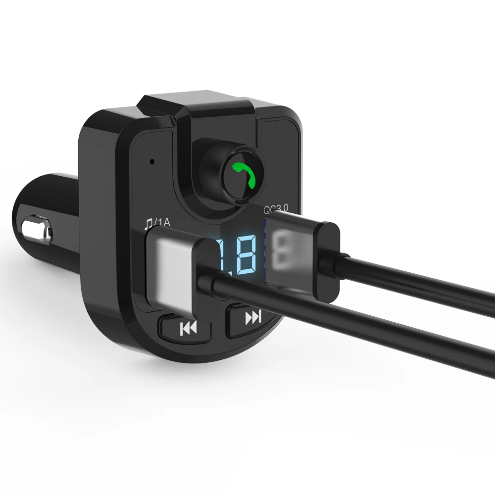FM трансмиттер KORSEED автомобильный с двумя USB портами и поддержкой быстрой