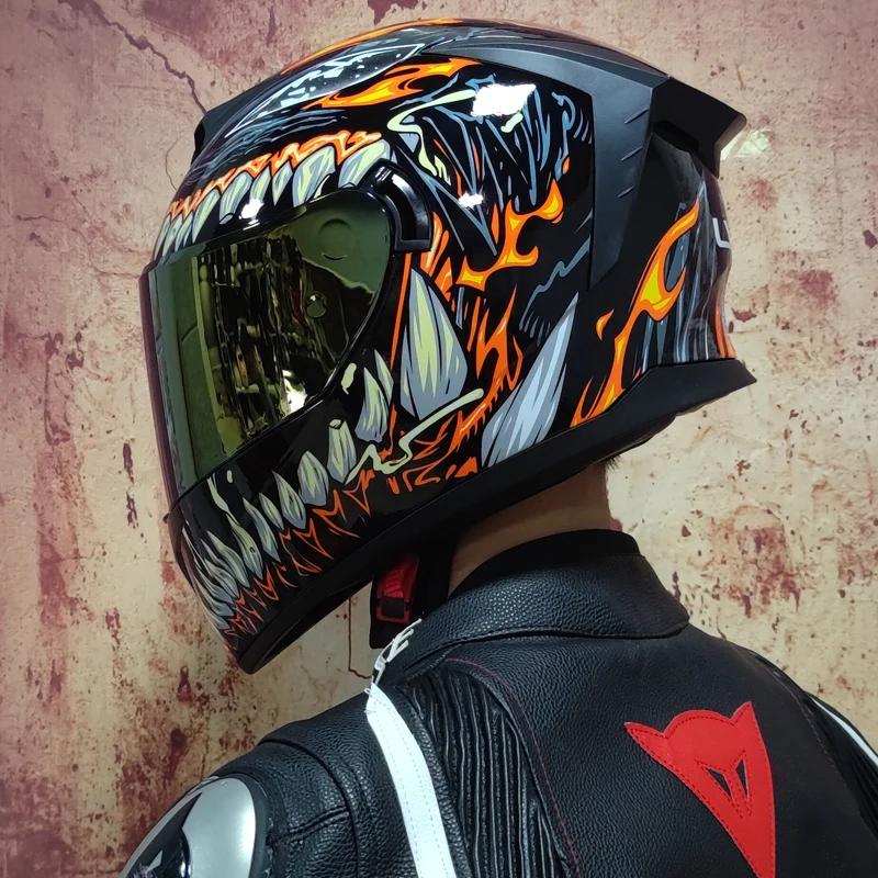 

Full Face motorcycle helmet dual shield with removable washable inner lining racing moto helmet