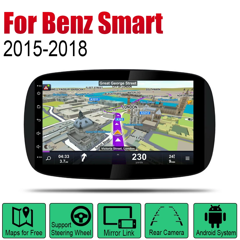 Android автомобильный GPS Navi для Mercedes Benz Smart Fortwo 2015 ~ 2018 NTG плеер навигация WiFi Bluetooth Mulitmedia