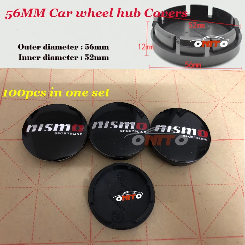 

For Nismo Label Teana Sylphy Qashqai Livina Tiida Cube 100pcs/set 56mm Car Emblem badge Wheel hub Caps logo badge