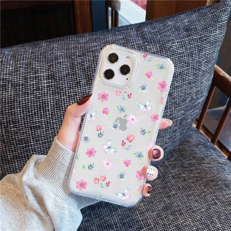 

fashion flower beautiful Phone Case For iphone 12 11 8 7 6s 6 5 5s 5c se plus mini x xs xr pro max Transparent soft