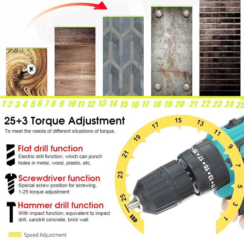 3 в 1 беспроводная ударная дрель с аккумулятором 88 | Инструменты