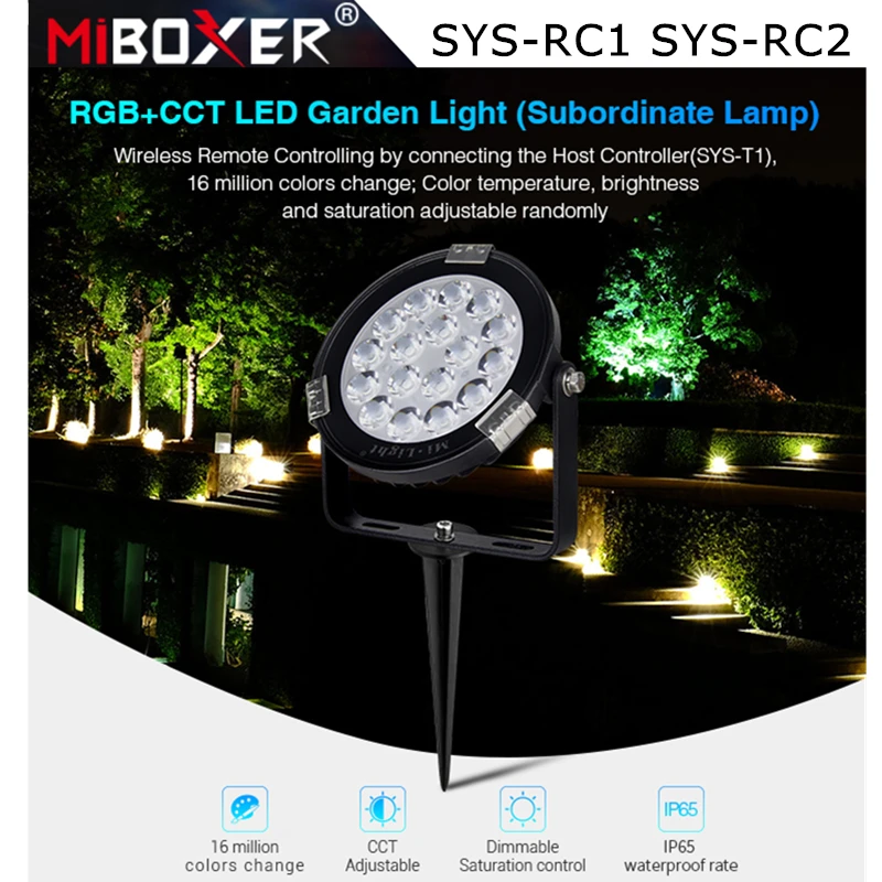 

Miboxer SYS-RC1 SYS-RC2 9W 15W RGB CCT LED Garden Light DC24V IP65 Waterproof Subordinate Lamp Inserted Grass Lamp Spotlight