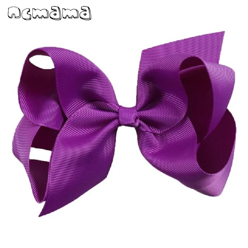

ncmama 1PC 6"Solid Ribbon Hair Bows With Clips For Girls Kids Boutique Knot Jumbo Bows Hair Clips Hairpins Hair Accessories
