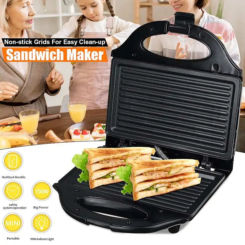 Preise 750W Sandwich Maker Toaster Maker Maschine Blase Ei Kuchen Ofen Frühstück Toast Maschine Grill Steak Edelstahl 220-240V
