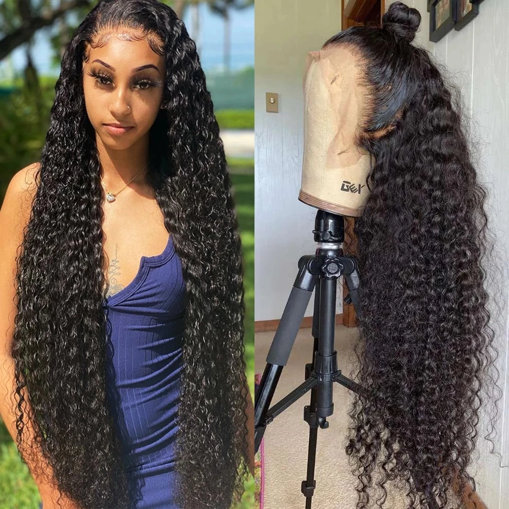 

Long Curly 1B Black Color Synthetic Hair Lace Front Wig For Women With Baby Hair Heat Resistant Fiber Daily Wigs 180%Density