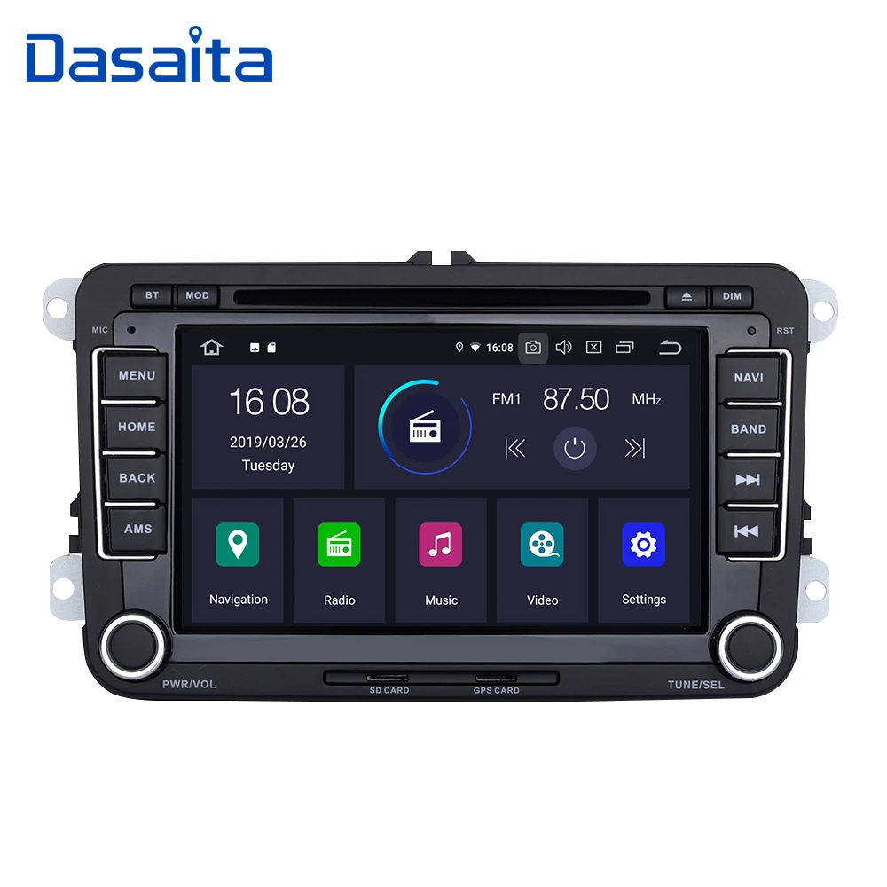 Dasaita 2 din 7 &quotHD экран Android 9 0 автомобильный dvd плеер для VW Golf Polo EOS Passat Tiguan gps Bluetooth