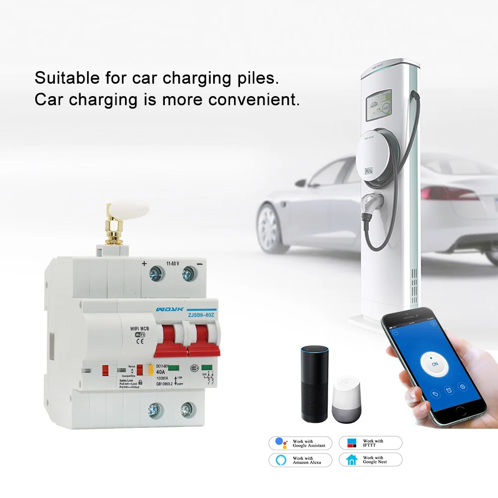 

DC WiFi смарт выключатель перегрузки и короткого замыкания для Amazon Alexa и Google home