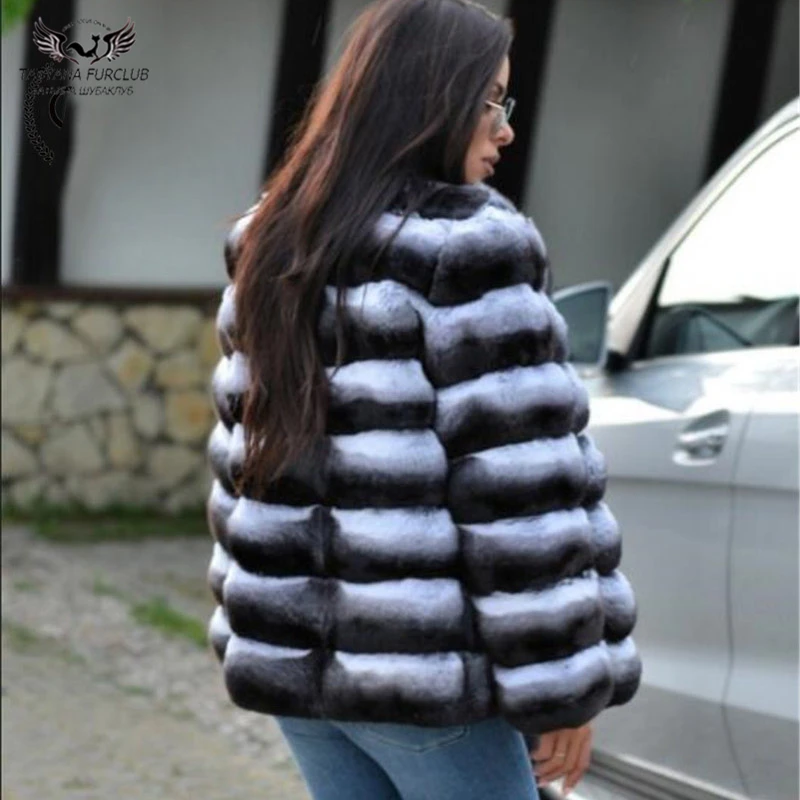 Tatyana Furclub/пальто из натурального меха, куртка из натурального меха кролика, новинка года, модное высококачественное черное зимнее пальто с мехом для девочек