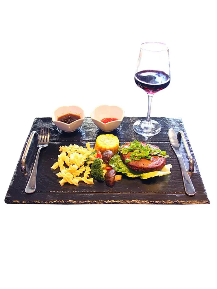 Кухонный поднос для стейка натуральная пластина сланца сырная доска гурманов