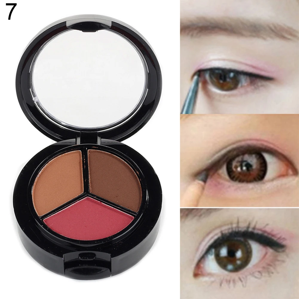 3 Colors Eyeshadow Natural Smoky Cosmetic Eye Shadow Palette Set Beauty Make Up with Mirror and Brush |