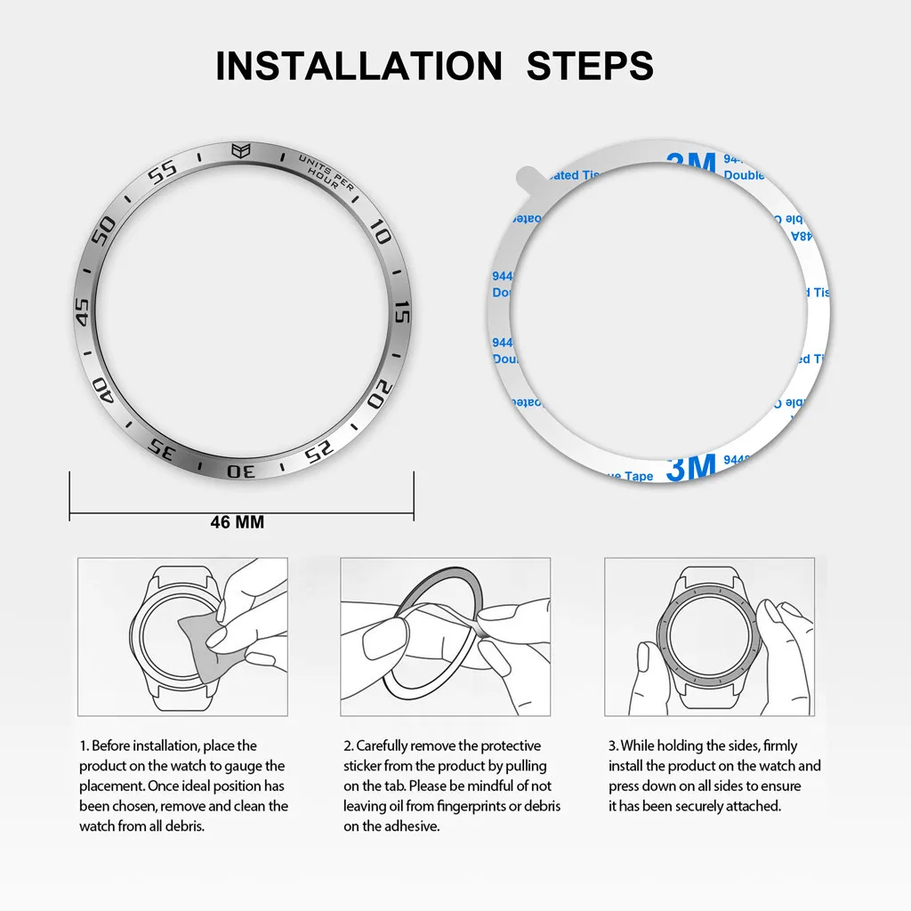 

For Samsung Galaxy Watch 46MM Ring Adhesive Cover Anti Scratch Metal