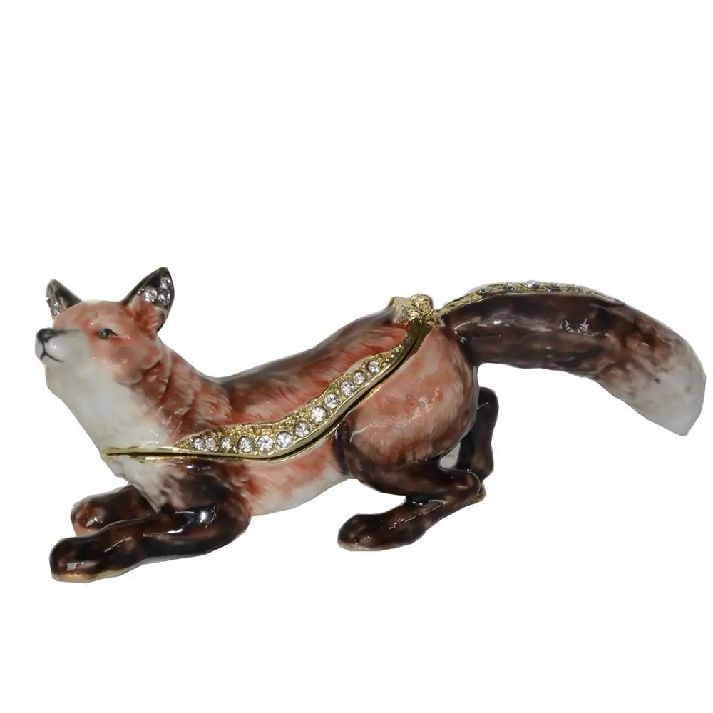 Шкатулка безделушка с лисой статуэтка диких животных Настольная металлическая