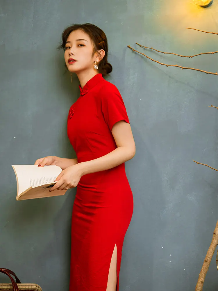 Традиционное китайское платье Ципао облегающее элегантное винтажное