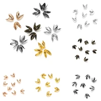 100pcslot 6mm four leaves bulk metal gold plated flower loose sparer apart end bead caps for jewelry making finding accessories