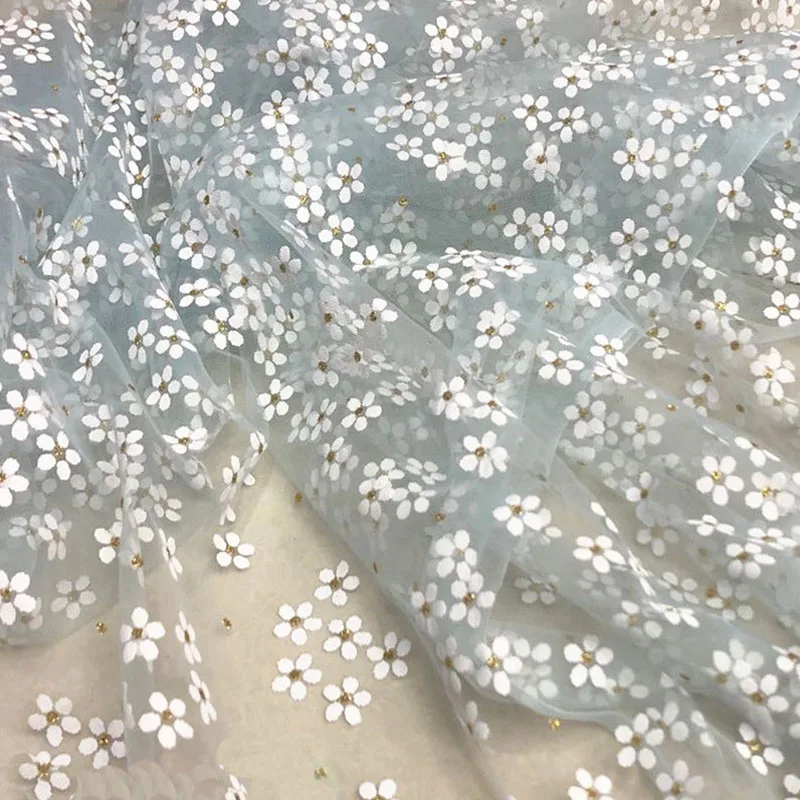Блестящая Тюлевая ткань с принтом цветка сливы 1 ярд для девочек платье принцессы