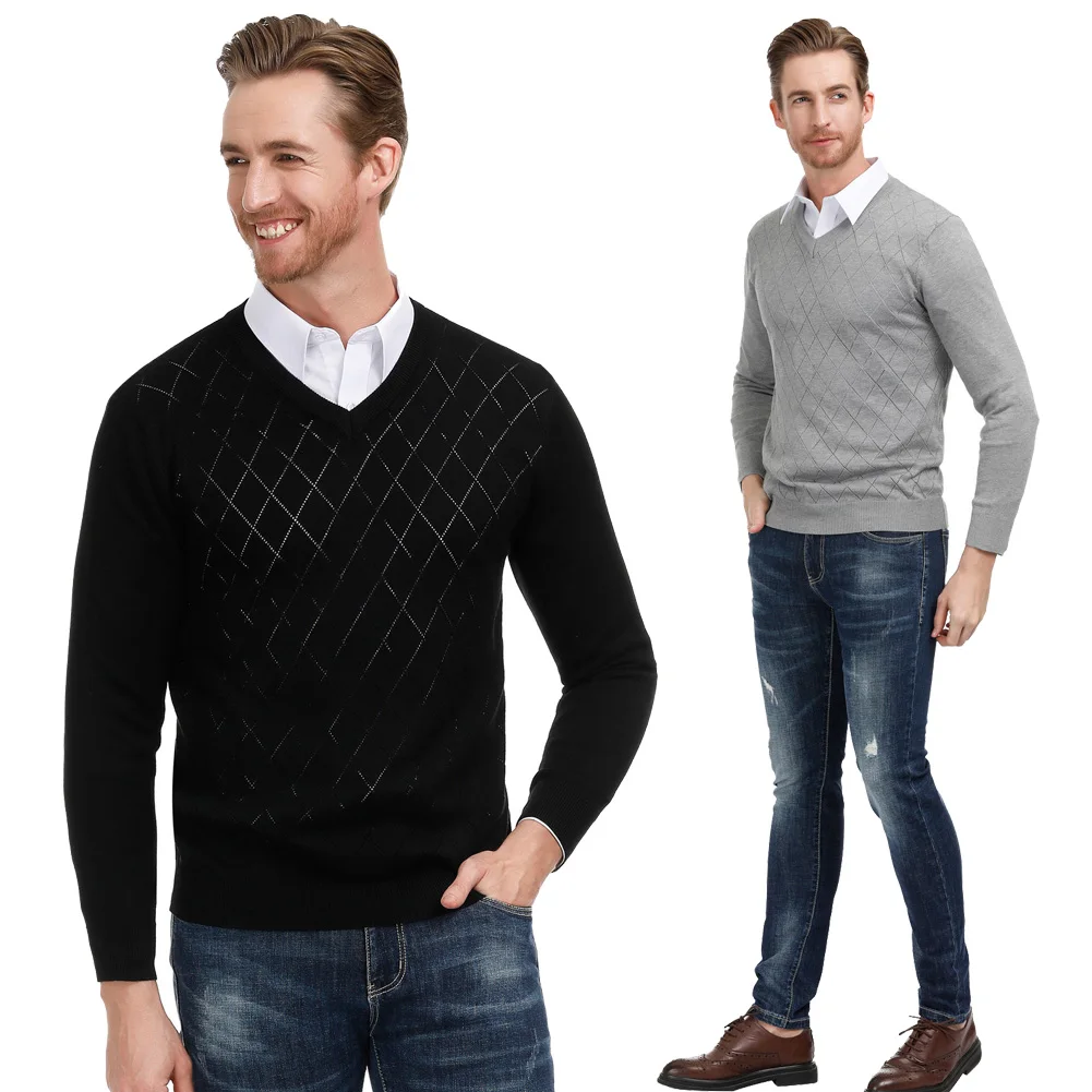 PJ Мужской свитер с ромбовидным узором длинный рукав v образный вырез