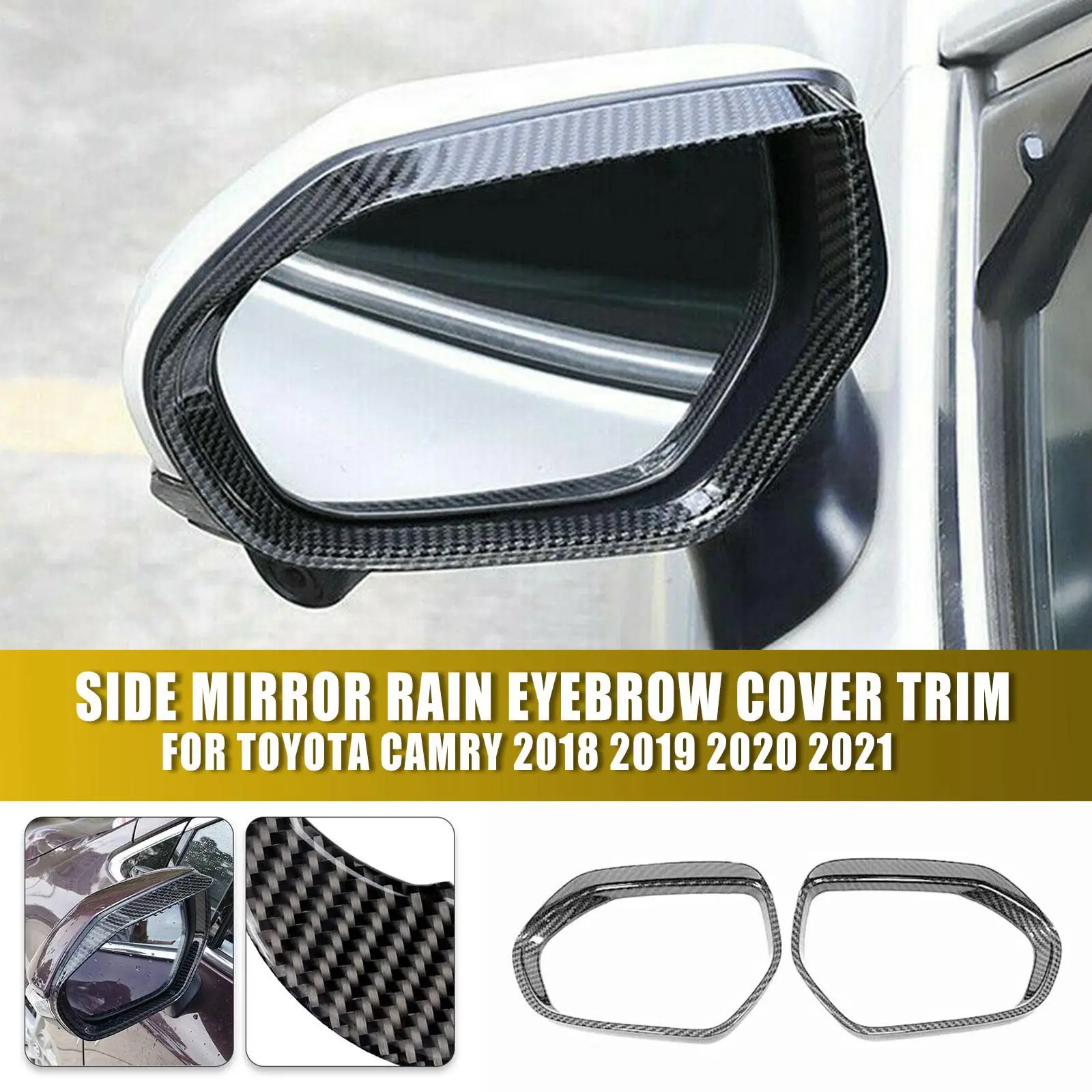 

2pcs For 2018-2021 Toyota Camry ABS Chrome Side Rearview Mirror Rain Visor Eyebrows Cover Trim Car Styling Accessories