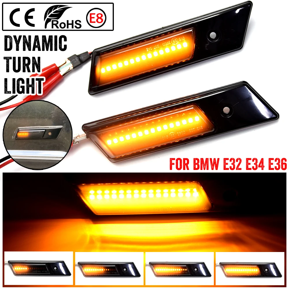 Series Led Dynamic Turn Signal Light Side Marker Fender Sequential Lamp Indicator Blinker For BMW E32 E34 E36 1990-1996 M3 3 5 7