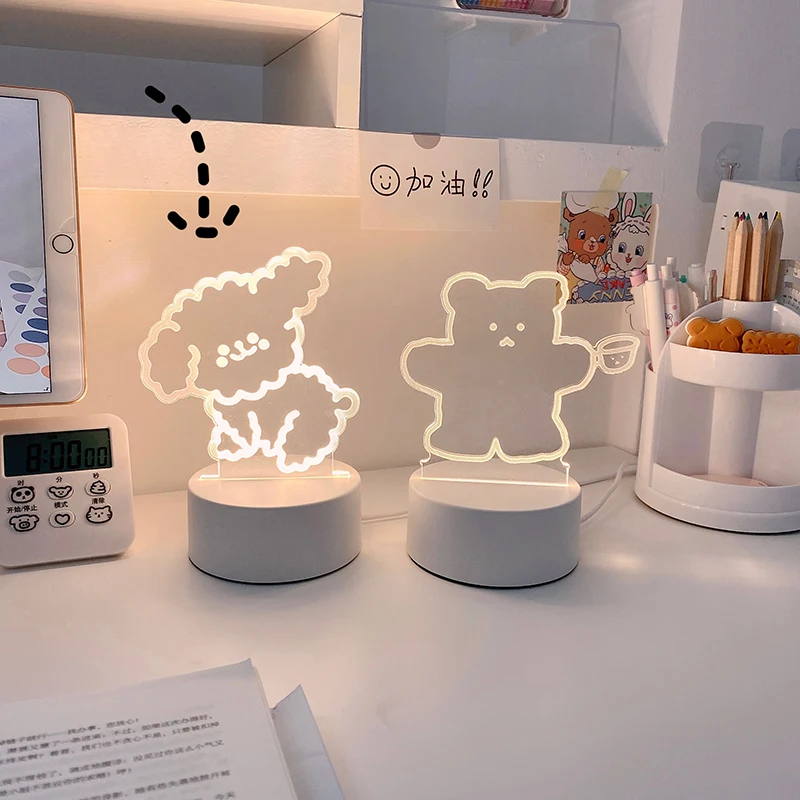 

Прикроватная лампа Kawaii с милым медведем, приспособления для чтения, ночсветильник с кудрявыми собаками, Регулируемая лампа для девочек, дет...