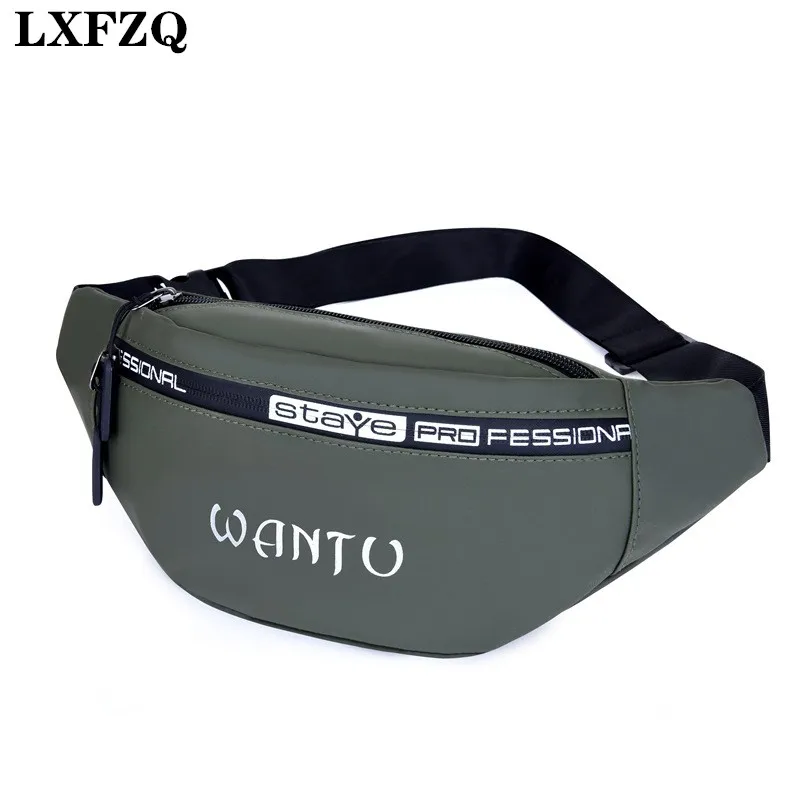 

LXFZQ Fanny Pack waterproof men's waist bag Outdoor sports travel letter printing messenger bag Large capacity chest bag Purse